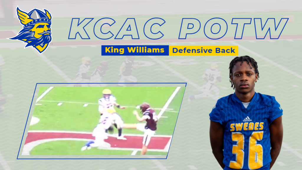 WILLIAMS EARNS KCAC SPECIAL TEAMS POTW HONORS