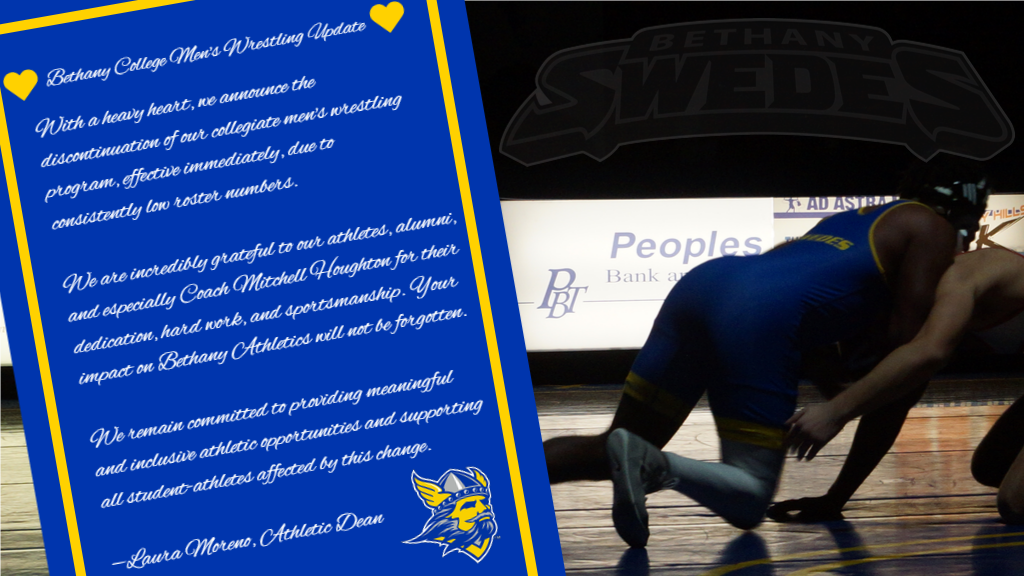 BETHANY COLLEGE ATHLETICS DISCONTINUES MEN’S WRESTLING PROGRAM